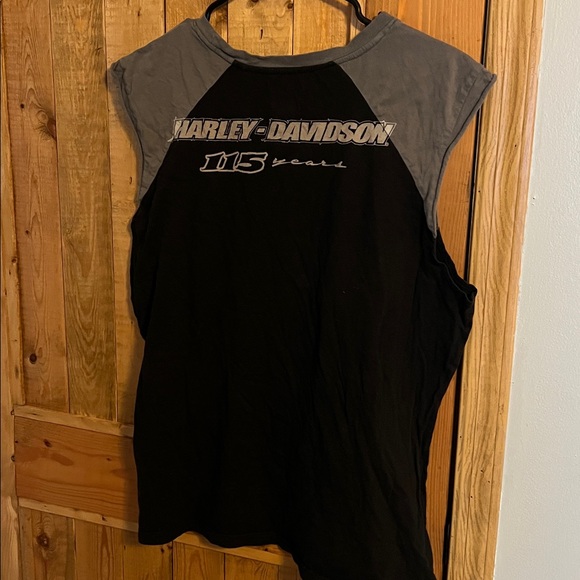 Ladies, Harley Davidson, cut off sleeve T-shirt 115 years. - Picture 5 of 5